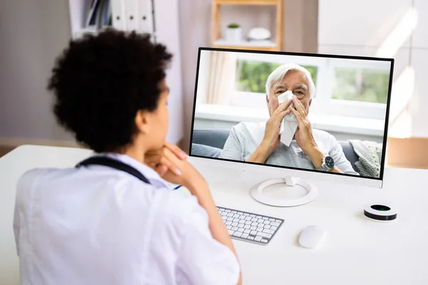 Doctor Video Conference Call Sick Patient — Stock Photo, Image