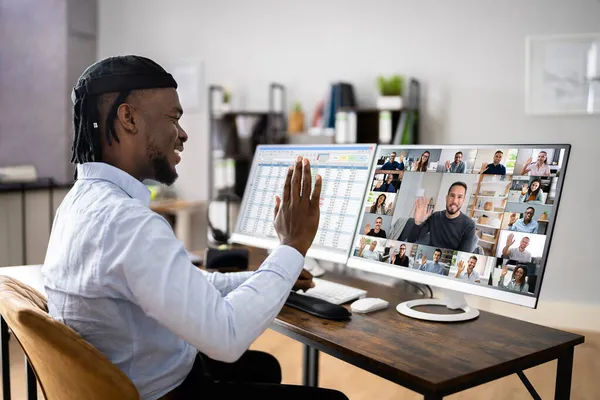 Videoconferenza Business Call Conferenze Computer — Foto Stock