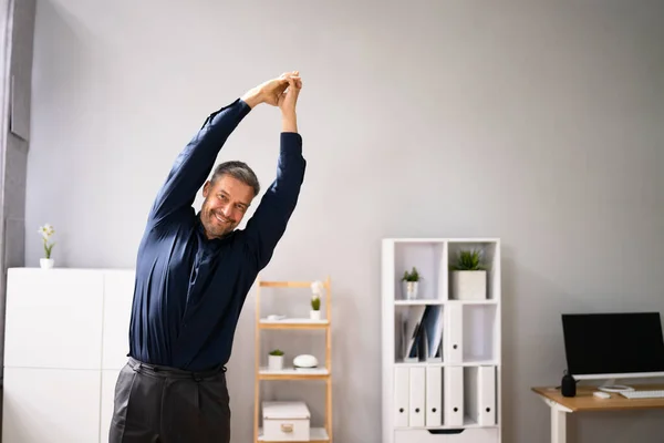 Arms Stretch Exercise Standing Desk Office — Stock Photo, Image
