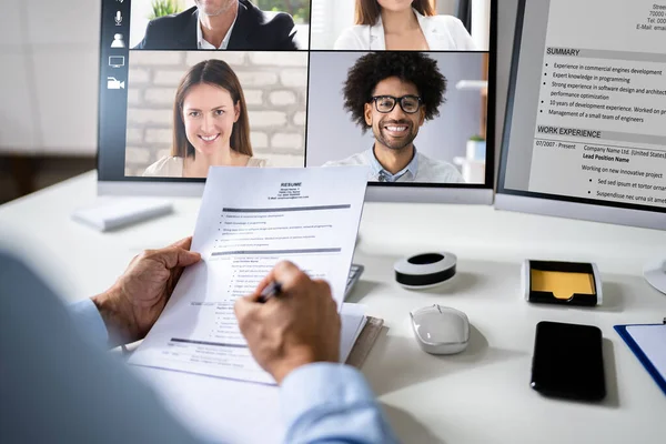 Intervista Virtuale Lavoro Webcast Utilizzando Videoconferenza Online — Foto Stock