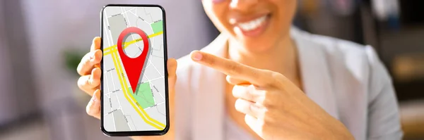 Gps Navigator App Met Kaart Mobiele Telefoon — Stockfoto