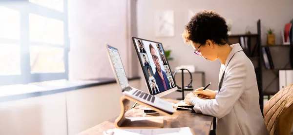 Video Conferenza Virtuale Online Riunione Webinar — Foto Stock