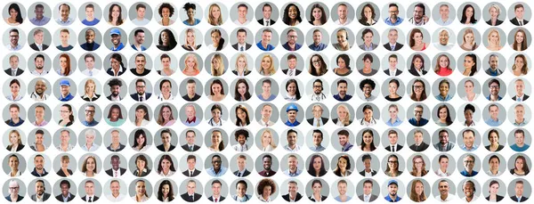 People Face Headshot Collage Retratos Avatares Diversos — Fotografia de Stock