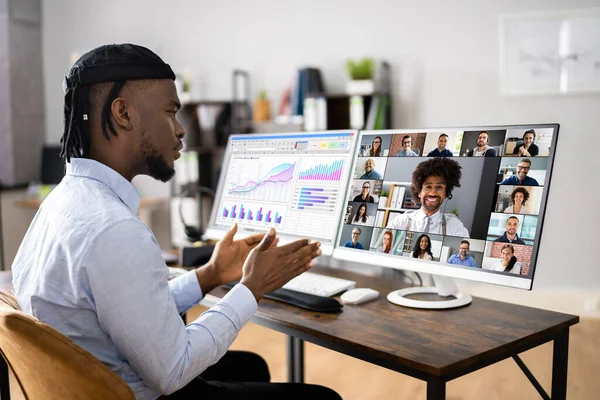 Videokonferens Business Call Konferens Datorer — Stockfoto
