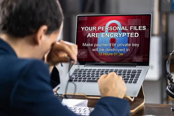 Ransomware Malware Cyber Attaque Sur Ordinateur Entreprise — Photo