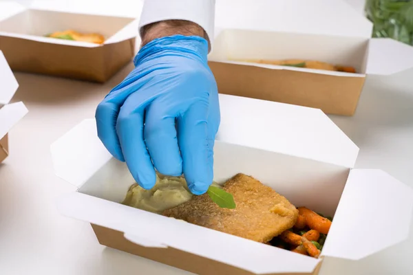 Koken Restaurant Maaltijden Voor Levering Vers Voedsel Keuken — Stockfoto