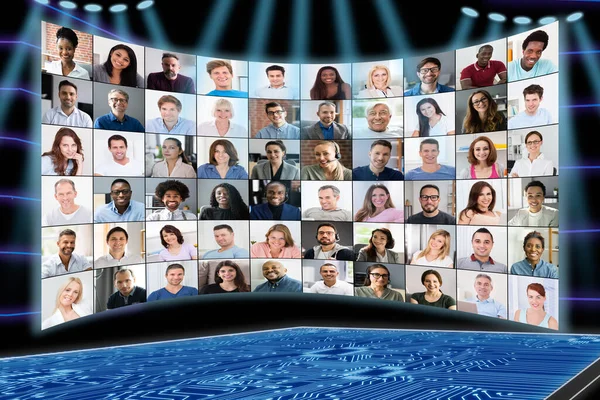 Online Virtual Audience Business Conference Diverse Group — Stock Photo, Image