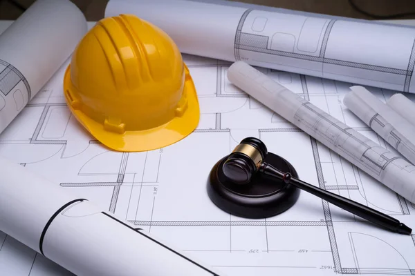 Construction Build Architecture Crime Gavel Helmet Stock Picture