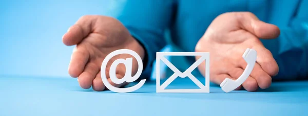 Various Contact Methods White Phone Email Post Icons — Stock Photo, Image