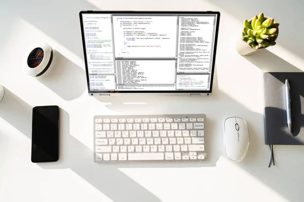Web Development Coding Laptop Desk — 스톡 사진