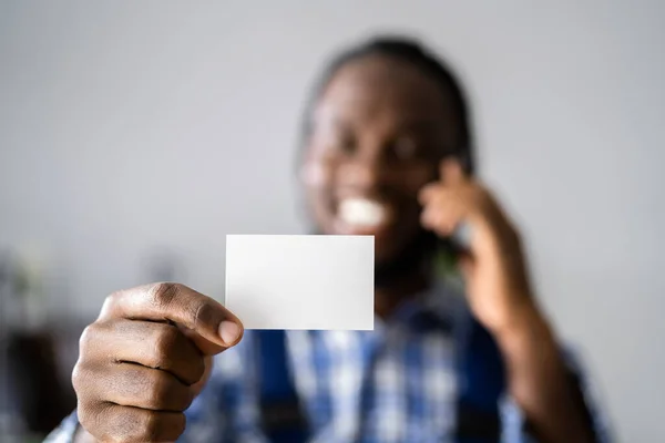 Contratista Negocios Constructor Con Tarjeta Visita Blanco —  Fotos de Stock