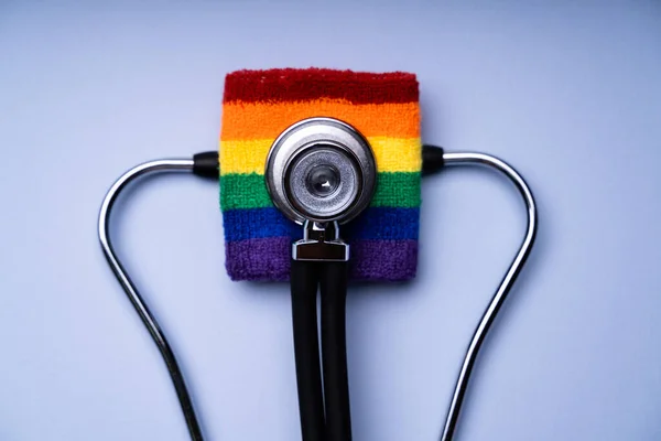 Stethoscope Rainbow Flag Lgbt Transsexual Medical Health — стокове фото
