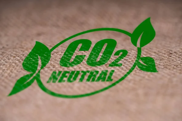 Milieubladetiket Afdrukken Co2 Neutraal Neutraal Neutraal Groen Symbool — Stockfoto