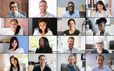 Çevrimiçi Video Konferansı Toplantı Çağrısı. Ofisteki İnsanlar