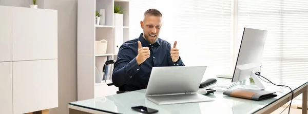 Online Videoconferentie Webinar Computer Videoconferentie Voor Het Bedrijfsleven — Stockfoto