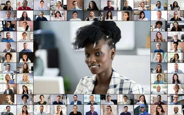 Videokonferens Nätet Samtalsgrupp Chatt Screen — Stockfoto