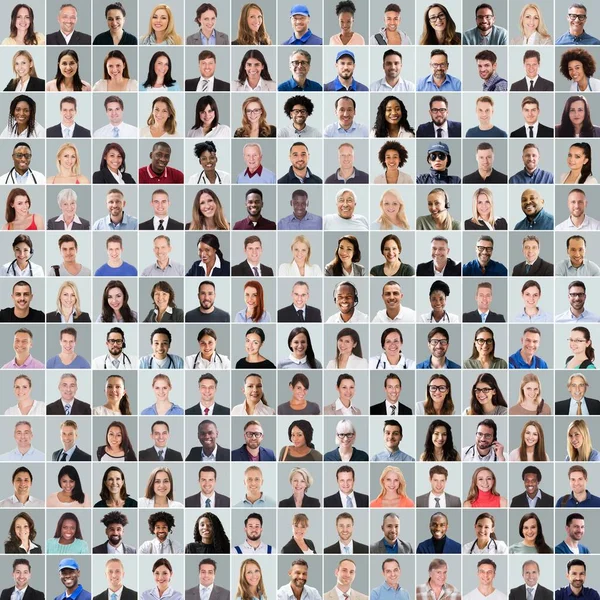 Collage Varierande Multietniskt Och Blandad Ålder Leende Människor Företagsteam — Stockfoto