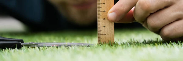Perfectionist Measure Perfect Grass Obsessed Meticulous Compulsive — Foto de Stock