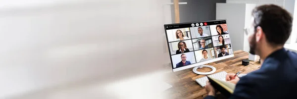 Videoconferentie Oproep Lezing Afstand Videoconferentie — Stockfoto