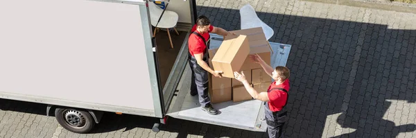 Furniture Removal Using Truck Mover Box — Stock Photo, Image