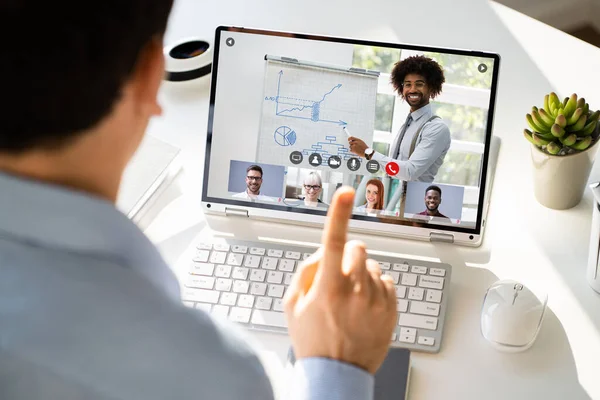 Unternehmenstraining Virtueller Chat Auf Dem Computerbildschirm — Stockfoto