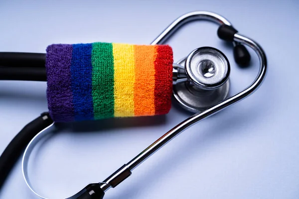 Stethoscope Rainbow Flag Lgbt Transsexual Medical Health — Fotografia de Stock