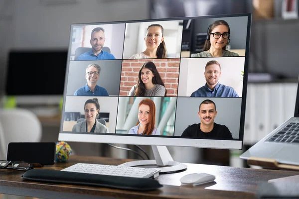 Online Video Conference Webinar Call Team — Stock Photo, Image