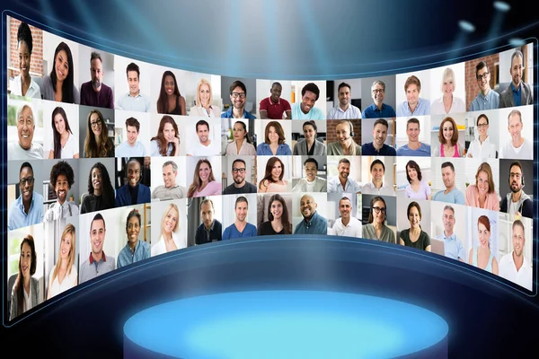 Online Virtual Audience Business Conference Diverse Group — Stock Photo, Image