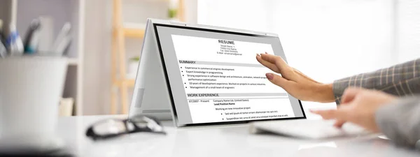 Resume Preparation Hybrid Laptop Computer — 스톡 사진