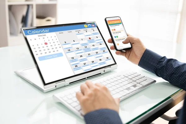 Programma Del Calendario Digitale Software Ufficio App Cellulare Scrum — Foto Stock