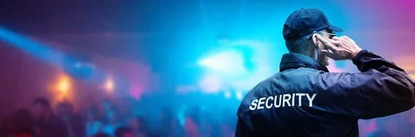 Security Guard At Club Event Or Concert. Bouncer At Night