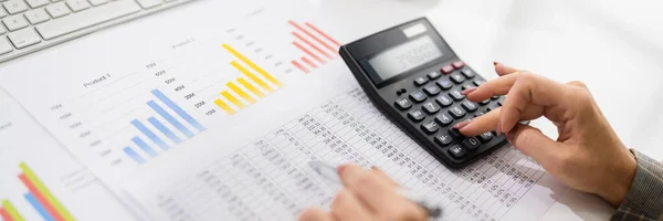 Financial Business Report Accounting Paperwork Chart Document Analysis — Stockfoto