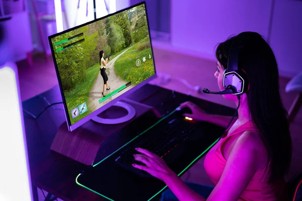 Online Esports Player Young Gamer Girl — Stockfoto
