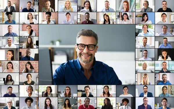 Online Video Conference Meeting Group Call Screen — Stockfoto