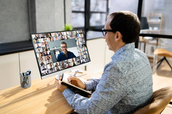 Chamada Videoconferência Online Reunião Webinários Remotos — Fotografia de Stock