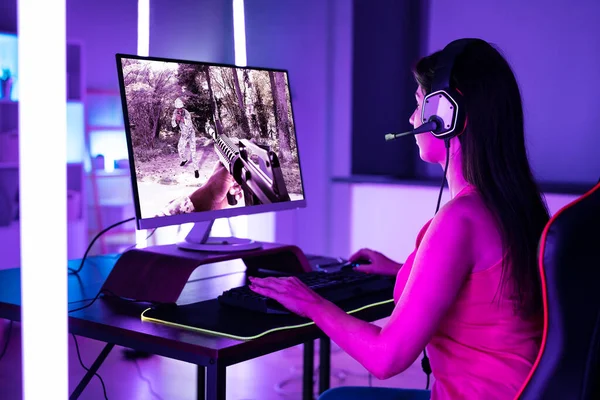 Online Esports Player Young Gamer Girl — Stockfoto