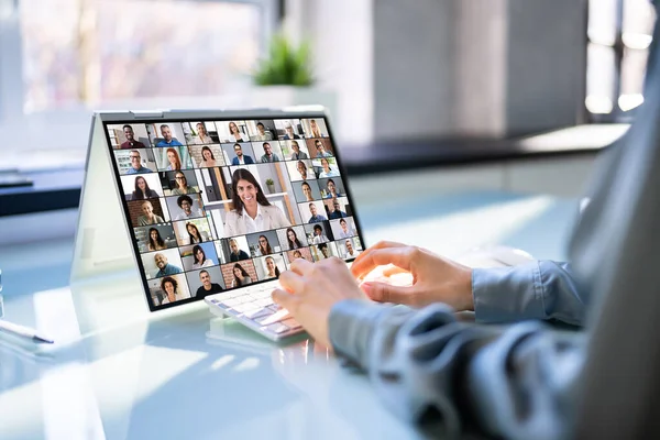 Video Conferencing Office African American Business Meeting — Stock Photo, Image