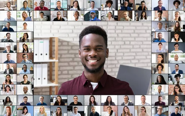 Videokonferens Nätet Samtalsgrupp Chatt Screen — Stockfoto