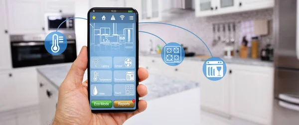 Smart House Technologie Und Sicherheitstechnologie App — Stockfoto