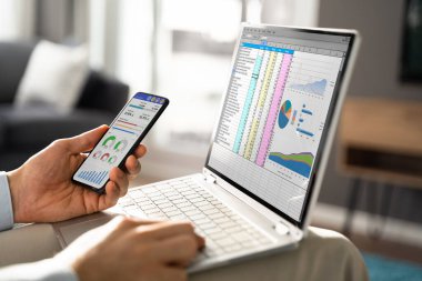 Bilgisayarda Hesap Tablosu Verisi Kullanan Adam