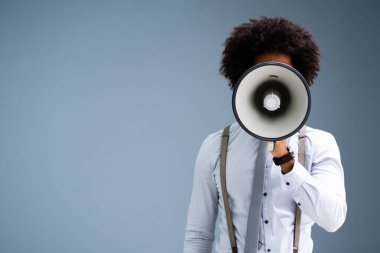 Megafon Uyarı Ses Duyurusu Olan Adam