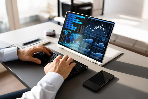 Kpi Data Analist Dashboard Informatietechnologie Laptop — Stockfoto