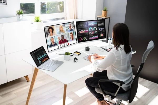 Online Video Conference Call Remote Webinar Meeting — Stock Photo, Image