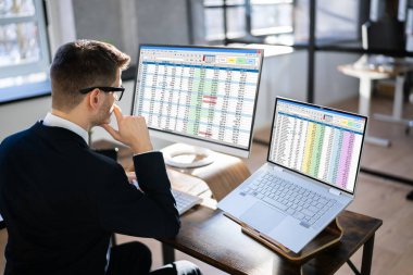 Bilgisayar üzerinde Hesap Tablosu İş Verileri ile Çalışan Analist