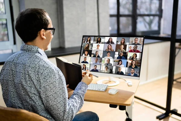 Apresentação Negócios Escritório Online Usando Videoconferência — Fotografia de Stock