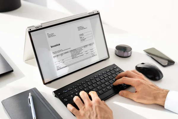 Declaração Fatura Digital Digital Line Laptop Híbrido — Fotografia de Stock