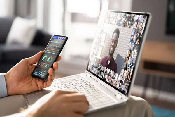 Videochat Business Training Oproep Laptop Computer — Stockfoto