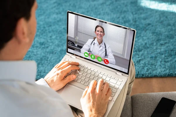 Videoconferenza Medico Telemedicina Consultare Chiamata Webinar — Foto Stock