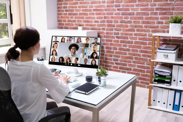 Virtuální Učení Webinar Setkání Video Volání Vzdálené Kanceláře — Stock fotografie