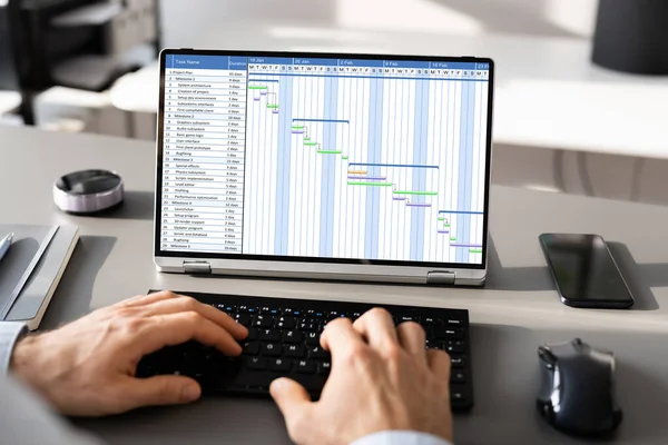 Projeto Software Gantt Gantt Calendário Agenda Digital — Fotografia de Stock